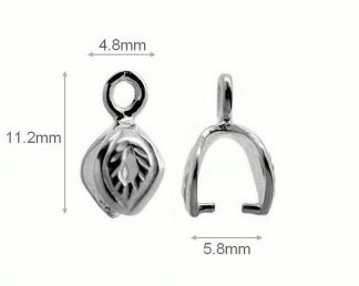 Sterling Silver Pinch Bails for Pendants 11.2mm Necklace Jewelry Making Beading Findings High Quality