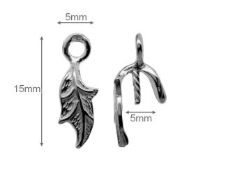 Sterling Silver Pendant bail with Peg Bail for Half Drilled Pearls and Beads Beautiful floral Pendant