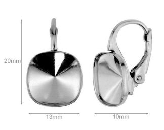 EXCLUSIVE Sterling Silver Lever Back earrings for Swarovski Crystals 4470 Square or other 12mm beads