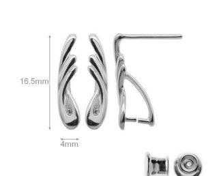 High Quality Sterling Silver Ear Posts with Pinch Bail for Swarovski Crystals and Beads with Ear Nuts Earrings