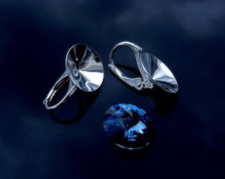 Sterling Silver Lever Back earrings 925 for Swarovski Crystals 1122 Rivoli 12mm