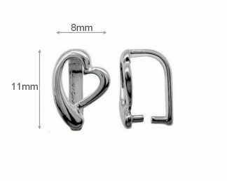 Sterling Silver Heart Pendant 11mm Pinch Bails for Necklaces Jewelry Making Beading Findings High Quality