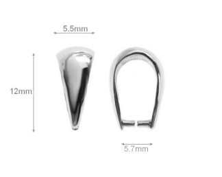 Sterling Silver Pinch Bails Pendant 12mm Jewelry Findings Bails