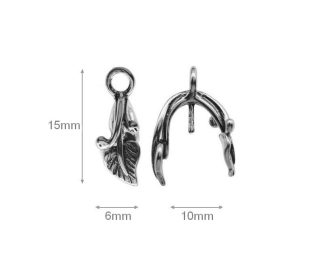 Silver Bail Sterling Silver with Peg Bail for Half Drilled Pearls and Beads Beautiful floral Pendant