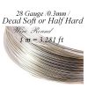 Sterling Silver 925 half hard Wire 1 m = 3.281 ft 28 Gauge 0.3mm High Quality