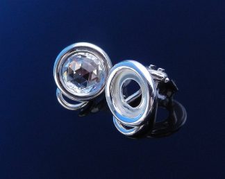 Sterling Silver Ear Clip on Earrings for 8mm Round Cabochons Swarovski Crystal
