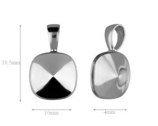 Sterling Silver Pinch Bails for Pendants and Necklaces for Swarovski Crystal 4470 Square 10mm Jewelry Making Findings High Quality