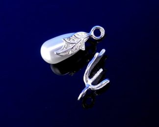 Sterling Silver Pendant bail with Peg Bail for Half Drilled Pearls and Beads Beautiful floral Pendant