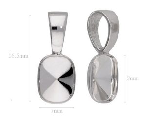 Sterling Silver Pendant Bail for Swarovski Crystals Cushion 4568 8mm Necklace Silver Findings Supplies High Quality