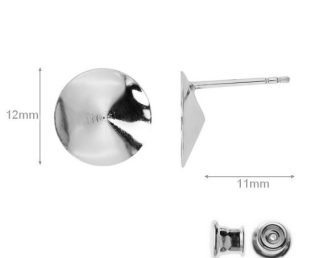 High Quality Sterling silver ear posts with ear nuts for swarovski rivoli 1122 crystals 12mm jewelry supplies
