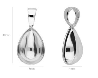 Sterling Silver Pendant Bail for Swarovski Crystal 4320 Pear-shaped 10mm Findings Bails Silver Bails Necklace silver findings