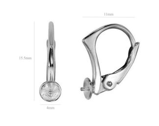 High Quality Sterling Silver Lever Back Ear Wires with Peg Bail for Half Drilled Pearls and Swarovski Crystals 5817 and 5818 6mm