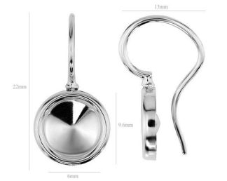 High Quality Sterling Silver Earring Hooks Ear Wires for Swarovski Crystals 1122 Rivoli SS29 6mm