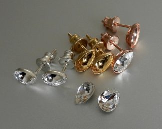 High Quality Sterling Silver Ear Posts with Ear Nuts for Swarovski Crystal Pear 4320 8mm Jewelry Making Findings 925