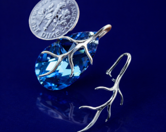 Sterling Silver Pinch Bail for Pendant Simple Beauty Floral for Swarovski Crystal or Other Beads