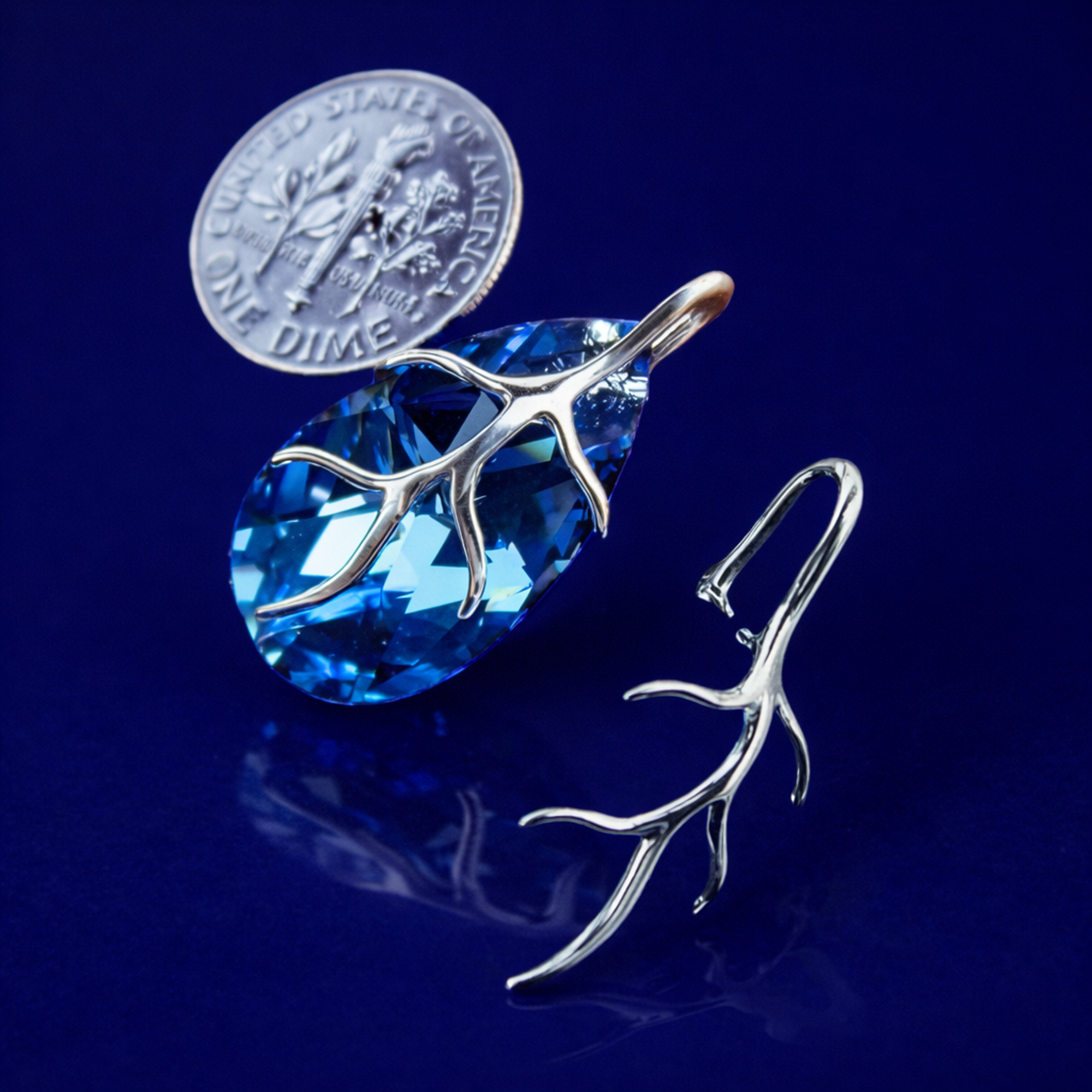 Sterling Silver Pinch Bail for Pendant Simple Beauty Floral for Swarovski Crystal or Other Beads